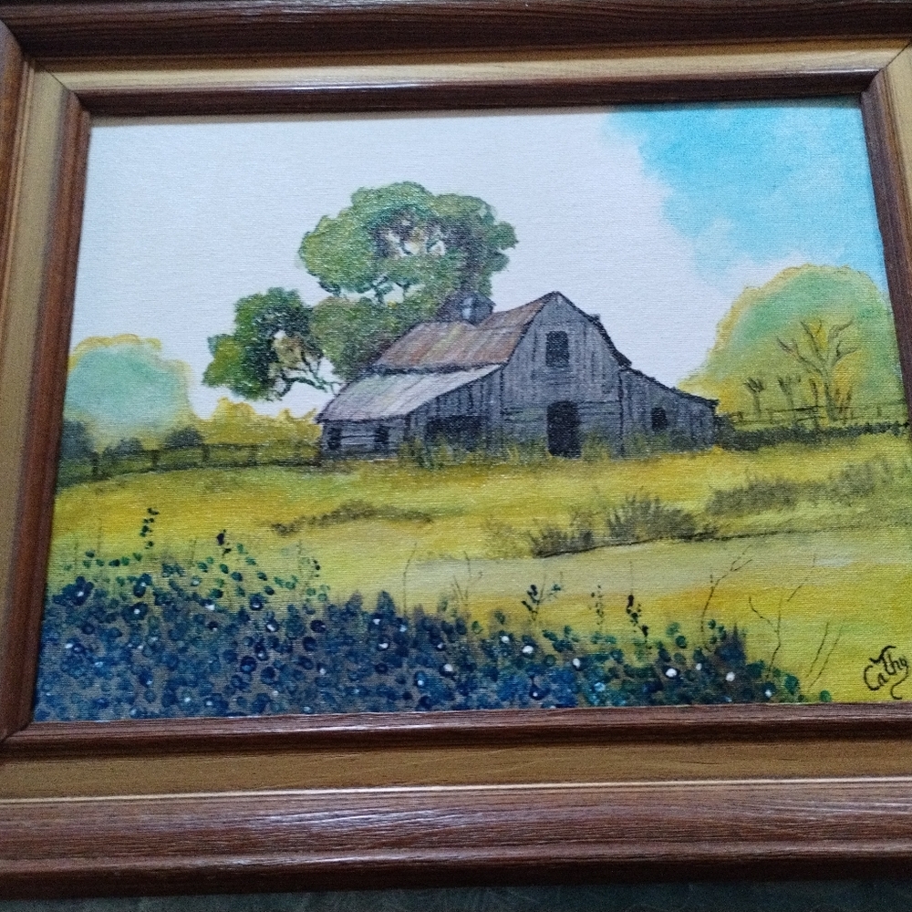 Acrylic Framed Hand Painted Barn 11 X 14